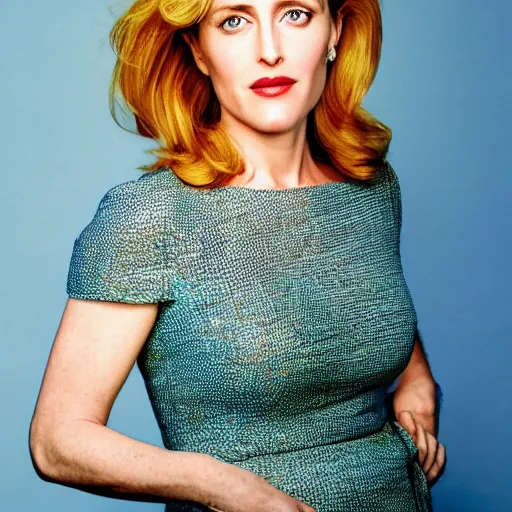 Prompt: photo of gillian anderson by jesse brew