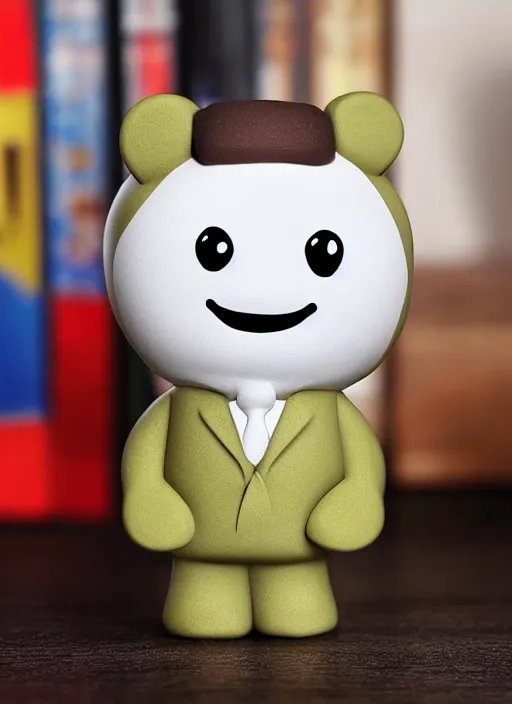 Prompt: money cartoon character with suit, 3 d clay figure, kawaii