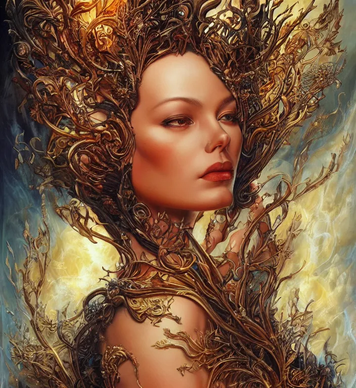 Prompt: a goddess, smooth, coherent, high detailed, by Karol Bak, unreal engine