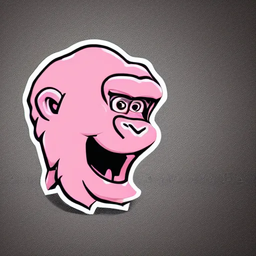 Image similar to a pink vector logo of an ape for a video game company, designed, illustration, black color background