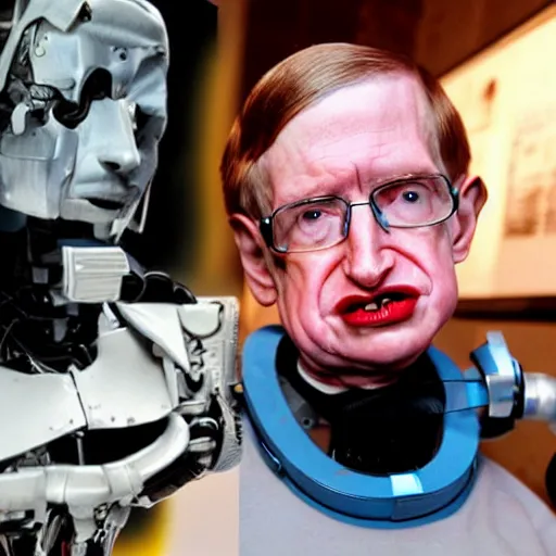 Image similar to steven hawking as a cyborg, cyberpunk, highly detailed, mega detailed