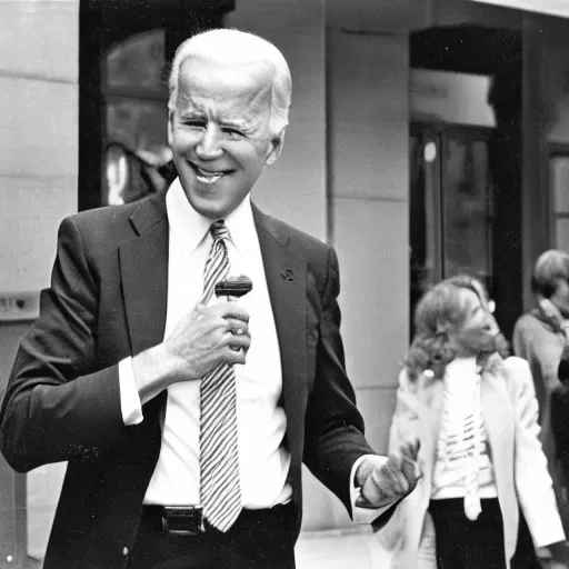 Prompt: joe biden 1980s street performer