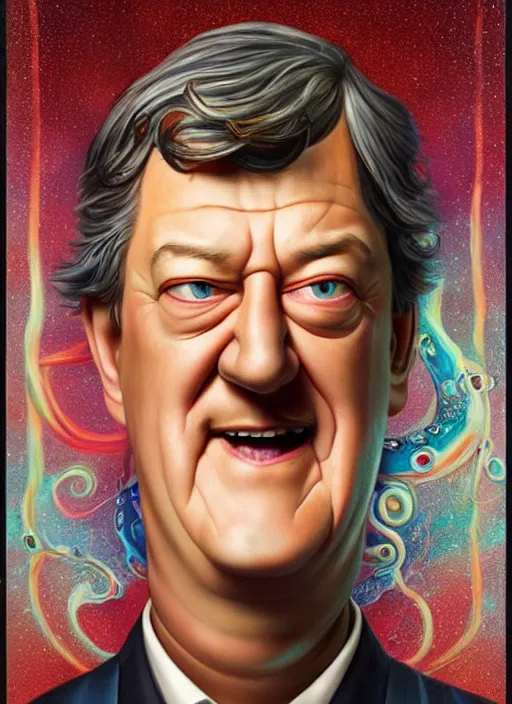 Image similar to lovecraftian portrait of stephen fry, pixar style, by tristan eaton stanley artgerm and tom bagshaw