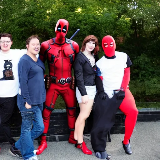 Image similar to dreamsmp hanging with deadpool, photography,