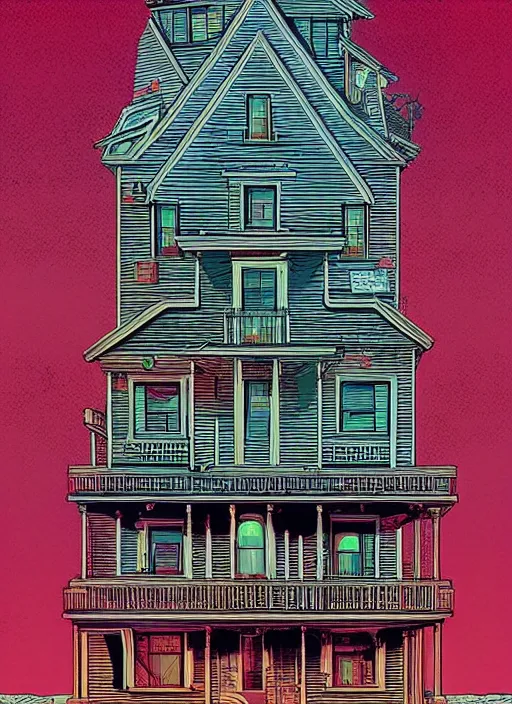 Image similar to house from The Amityville Horror (1979), Kilian Eng, Dan Mumford, detailed