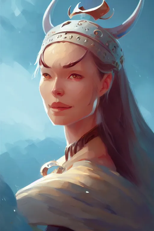 Image similar to just one head, portrait, viking queen, official fanart behance hd artstation by Jesper Ejsing, by RHADS and Makoto Shinkai and Lois van baarle and ilya kuvshinov and rossdraws