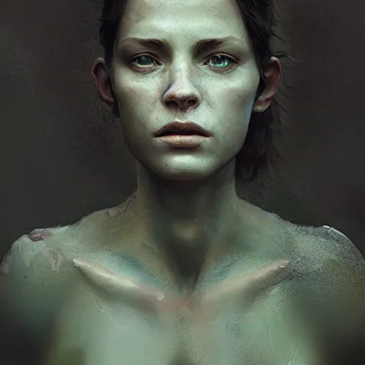 Image similar to photo realistic image of a person made of moss, stunning 3 d render inspired art by istvan sandorfi and greg rutkowski, perfect facial symmetry, realistic, highly detailed attributes and atmosphere, dim volumetric cinematic lighting,