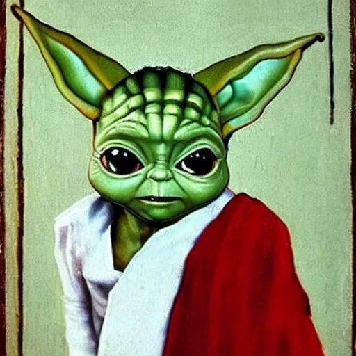 Prompt: baby yoda as a egyptian painting