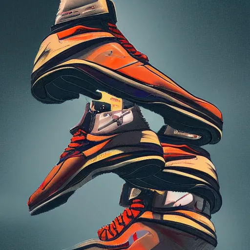 Prompt: sneaker concept art, neogrunge, sharp focus, illustration, concept art by tooth wu