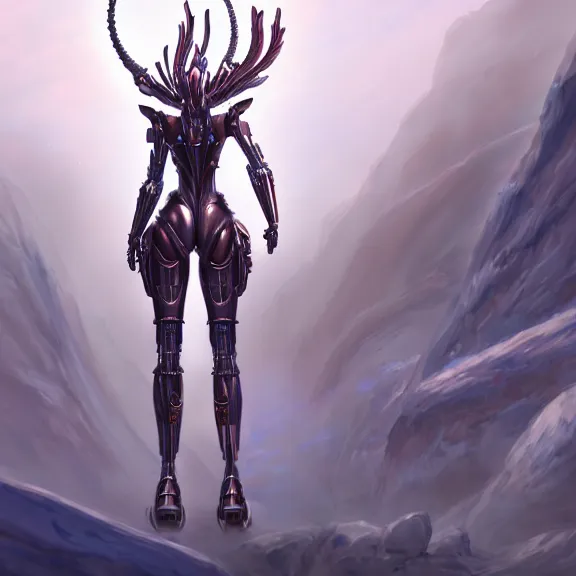 Image similar to extremely detailed giantess shot of a goddess that's a giant beautiful stunning anthropomorphic robot female dragon, standing majestically on a mountain, elegant pose, robot dragon claws, streamlined shiny silver metal armor, fuchsia skin, detailed sharp metal claws, thick warframe robot legs, long elegant tail, detailed warframe fanart, destiny fanart, high quality digital art, giantess art, furry art, warframe art, Destiny art, furaffinity, DeviantArt, artstation, 8k HD, octane render