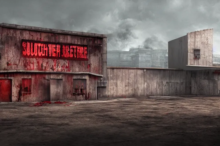 Image similar to a still of slaughterhouse for human meat, award - winning, photograph, 3 d render, unreal engine, 4 k detailed