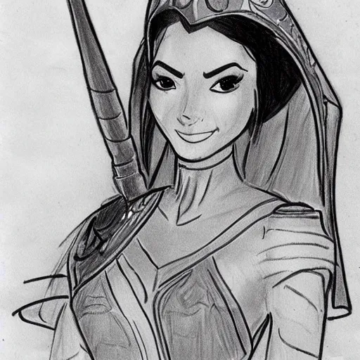 Image similar to milt kahl sketch of victoria justice as princess padme from star wars episode 3