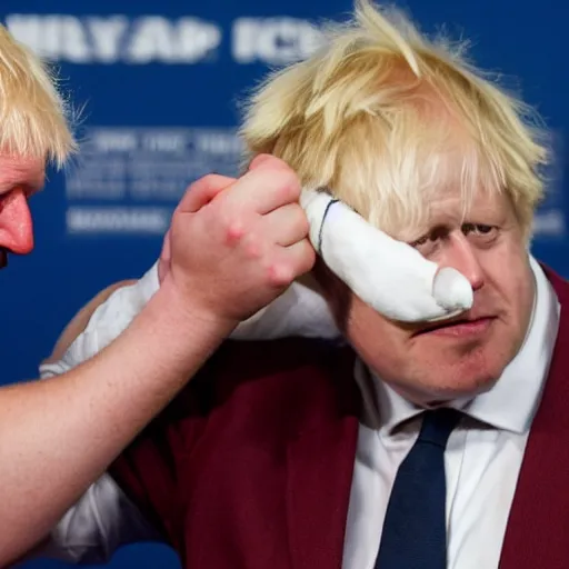 Prompt: boris johnson being punched in the face