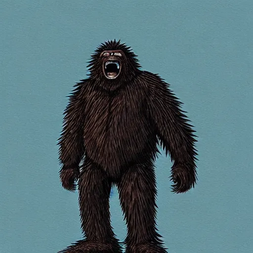 Prompt: Sasquatch, Hiroaki Tsutsumi style