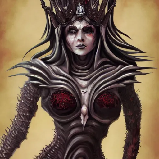 Prompt: queen of hell, highly detailed, full body, digital painting, concept art, zeronis, smooth, sharp focus, illustration