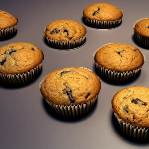 Prompt: photograph of muffins, hyperrealism