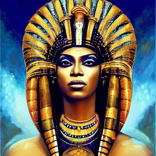 Image similar to a portrait of beyonce as an egyptian goddess by karol bak, christopher balaskas, umberto boccioni and charlie bowater