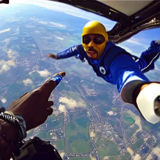 Image similar to photo of tupac shakur skydiving gopro camera