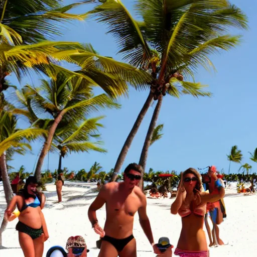 Image similar to martians enjoying the beach in punta cana, noon, sunny day, party atmosphere,