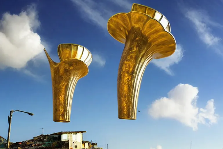 Image similar to favela tuba cloud sculpture, art nouveau environment, sunny, milky way, award winning art, epic dreamlike fantasy landscape, ultra realistic,