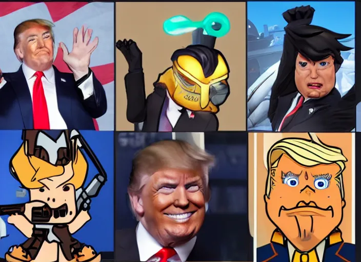 Image similar to donald trump as overwatch character instagram photo shoot