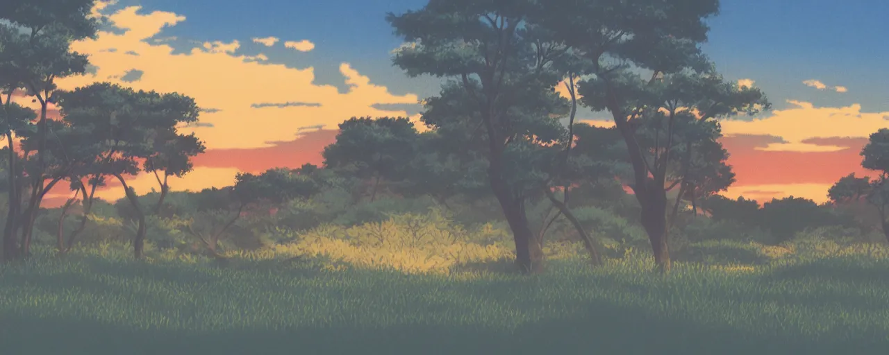 Prompt: An aesthetic still frame from an 90's anime, small countryside landscape, sunset, Studio Ghibili, cinematic-H 768