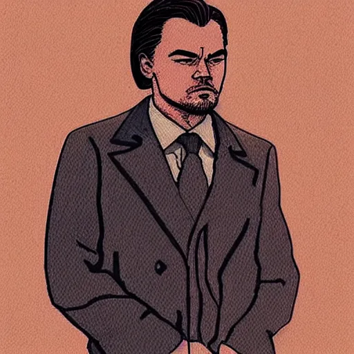 Image similar to “ leonardo dicaprio retro minimalist portrait by jean giraud, moebius starwatcher comic, 8 k ”