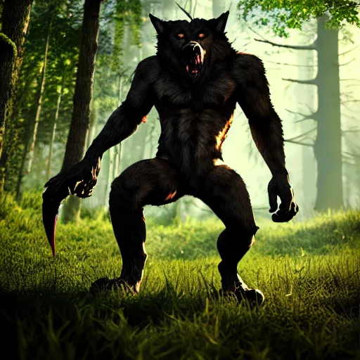 Image similar to cute werewolf from van helsing unreal engine hyperreallistic render 8k character concept art masterpiece forest background