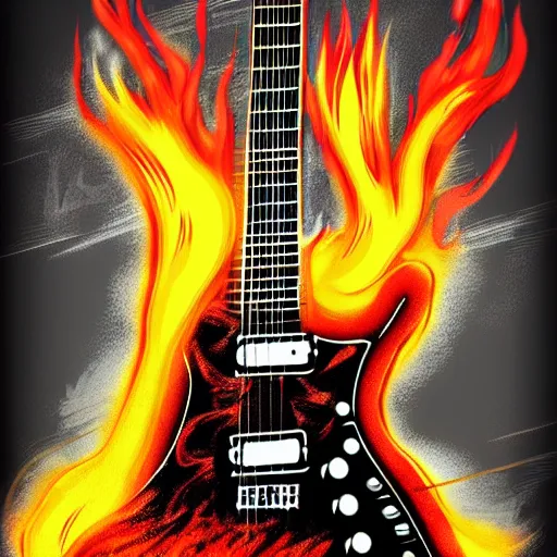 Image similar to electric guitar on fire, concept art, highly detailed, digital art