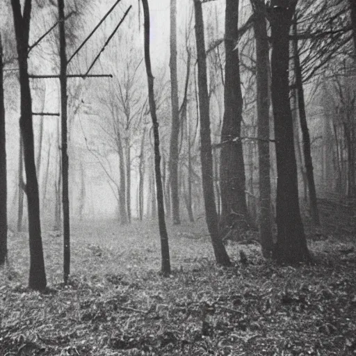 Image similar to blair witch hauntology ghost occult forest, very old photo