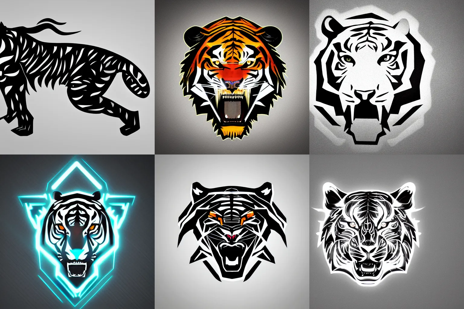 Prompt: A logo design of a cyber digital tiger. trending on artstation, 8k HD wallpaper