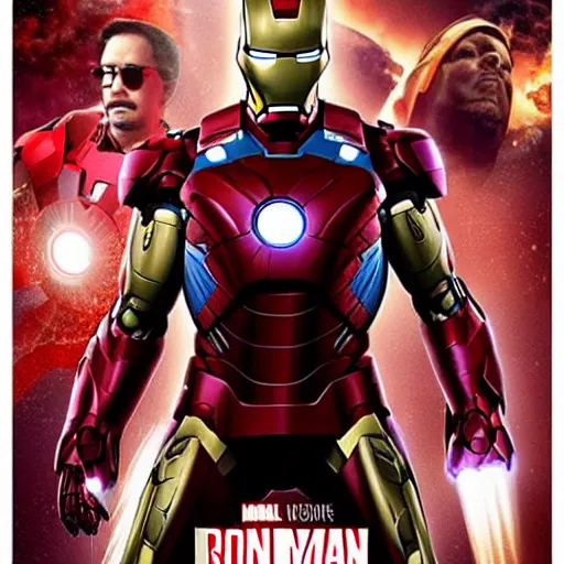 Image similar to Samuel L. Jackson as Iron Man, movie poster.