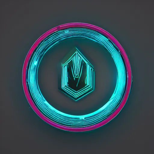 Image similar to scifi logo for a synthwave music producer, digital 3 d, black background, minimal, trending on artstation