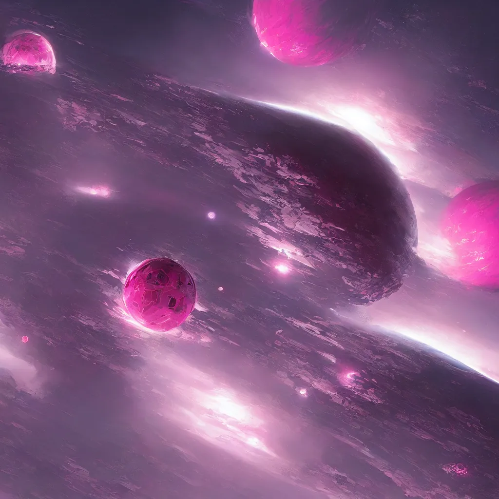 Prompt: dyson sphere program pink planet, concept art, by greg rutkowski, xray melting colors