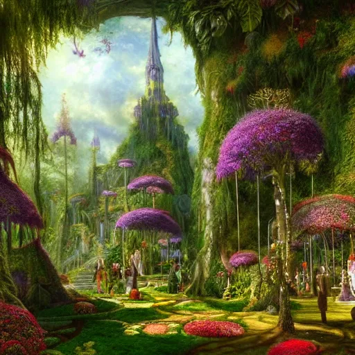 a beautiful matte painting of a alice garden in the, Stable Diffusion