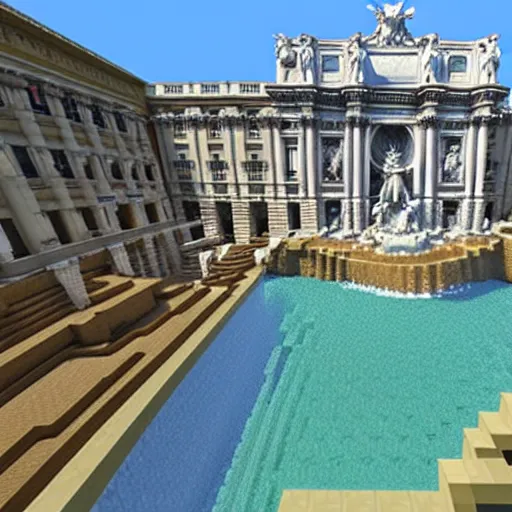 Image similar to Trevi Fountain in Minecraft