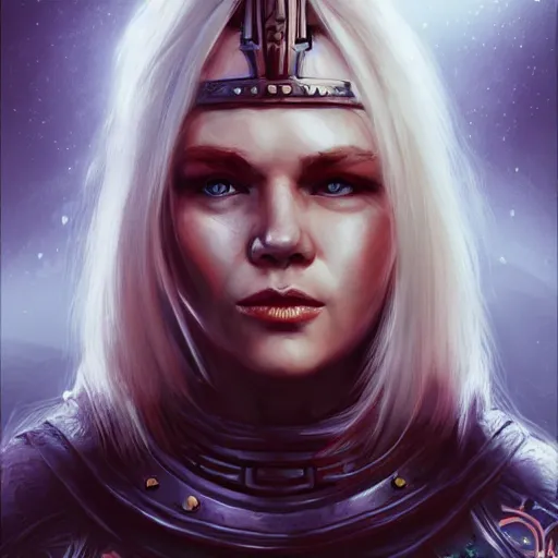 Prompt: scifi viking woman, blonde, portrait, warrior, science fiction, d & d, concept art, matte, sharp focus, illustration, concept art,