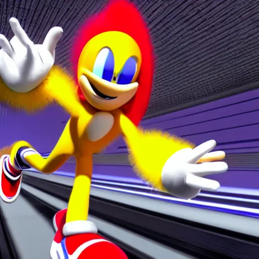 Image similar to eggman from sonic running fast, gorgeous, studio, dynamic lighting, 8k wide angle