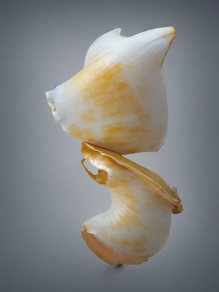 Image similar to white and gold conch, impossible geometry, surreal, Octane Render, Unreal Engine