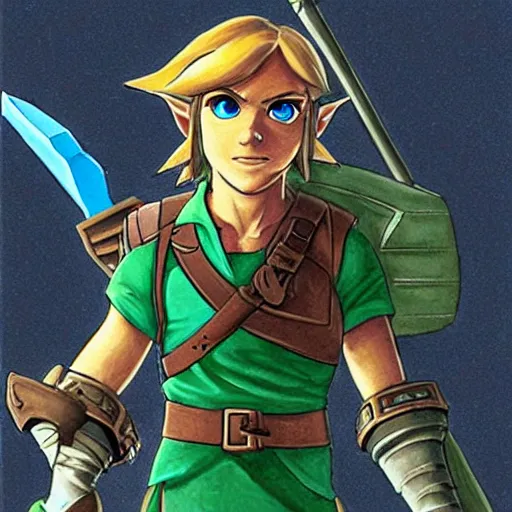 Image similar to link from zelda in the future, futuristic athmosphere, highly detailed, advanced technology