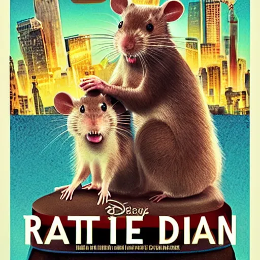 Image similar to movie poster of rats, a musical about singing rats, starring willem dafoe