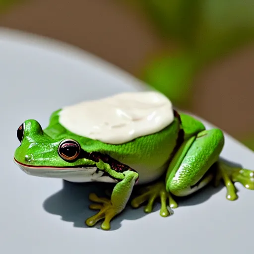 Image similar to frog in yogurt