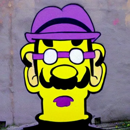 Image similar to Graffiti of Waluigi by Banksy,