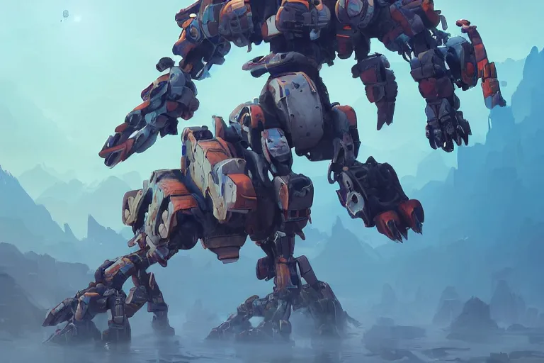 Image similar to scrapper machine mecha animal beast robot of horizon forbidden west horizon zero dawn bioluminiscence, behance hd by jesper ejsing, by rhads, makoto shinkai and lois van baarle, ilya kuvshinov, rossdraws global illumination