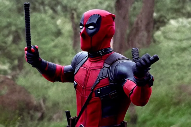 Image similar to ryan reynolds as deadpool playing wesley in the princess bride ( 1 9 8 7 ), cinematography 4 k