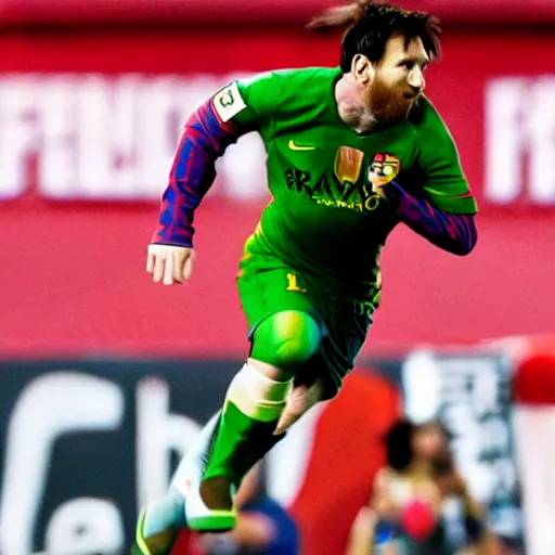 Prompt: Lionel Messi as Hulk