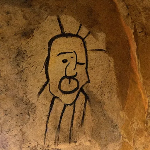 Image similar to paleolithic painting of einstein on a cave wall in altamira