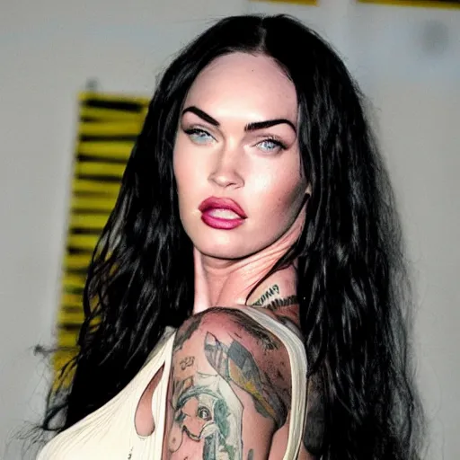 Prompt: megan fox, disco elysium, edgy, grungy, sad