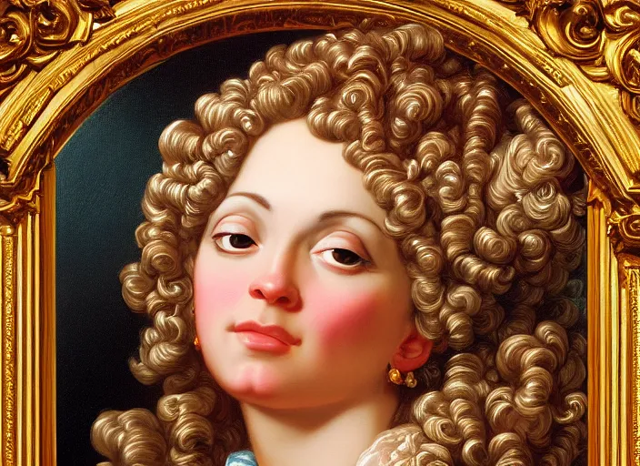 Prompt: baroque rococo portrait by Greg Hildebrandt high detail ornate opulent fancy