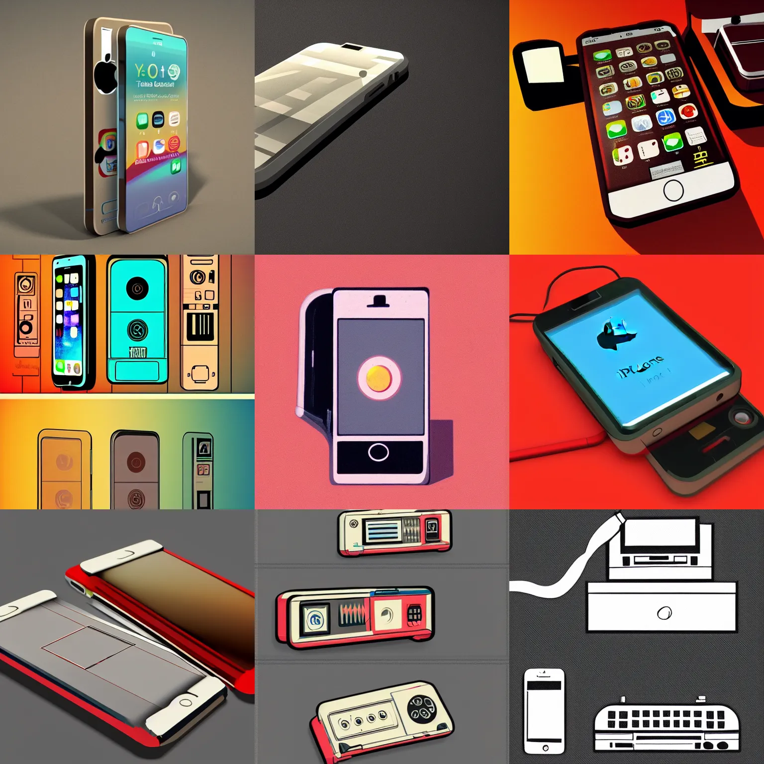 Prompt: iphone, retro style, 1980, concept, artstation